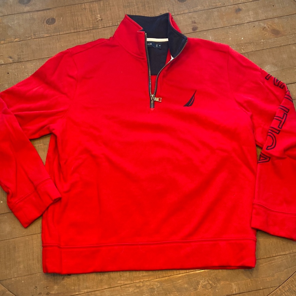 Red nautica quarter zip sweatshirt size M